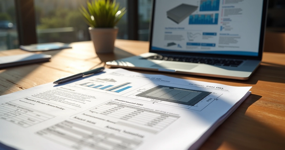 Relatório técnico de orçamento de laje em PDF com gráficos