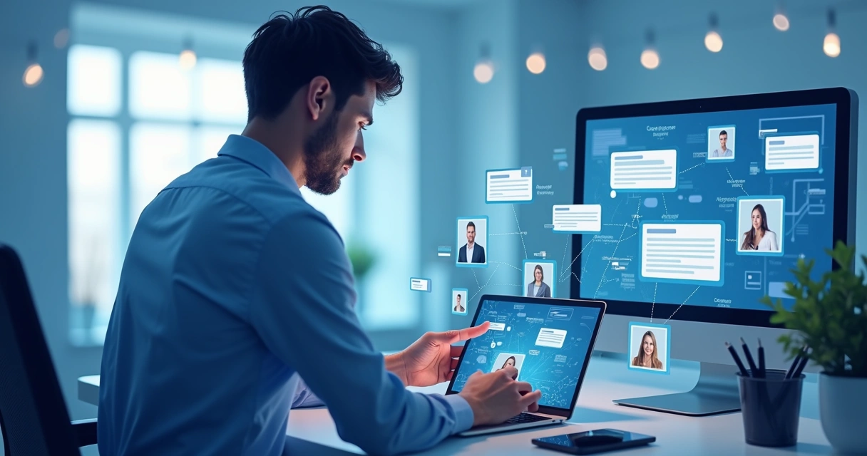 Representação de prospecção ativa no LinkedIn conectando profissionais 