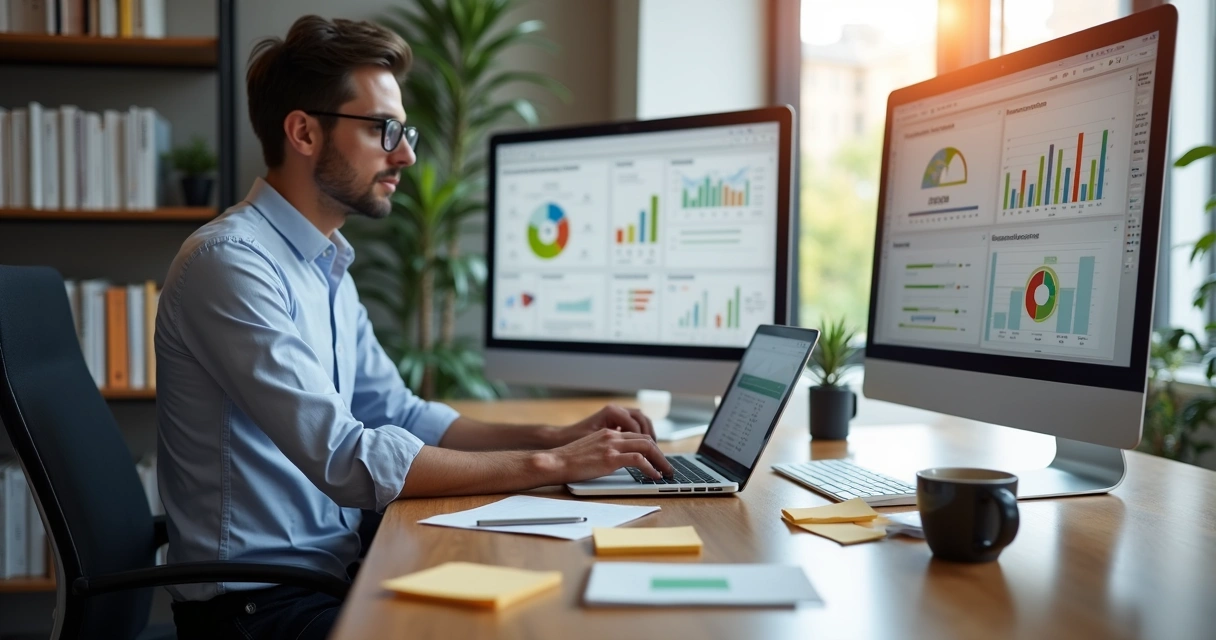 Pessoa organizando contatos de clientes no notebook. 