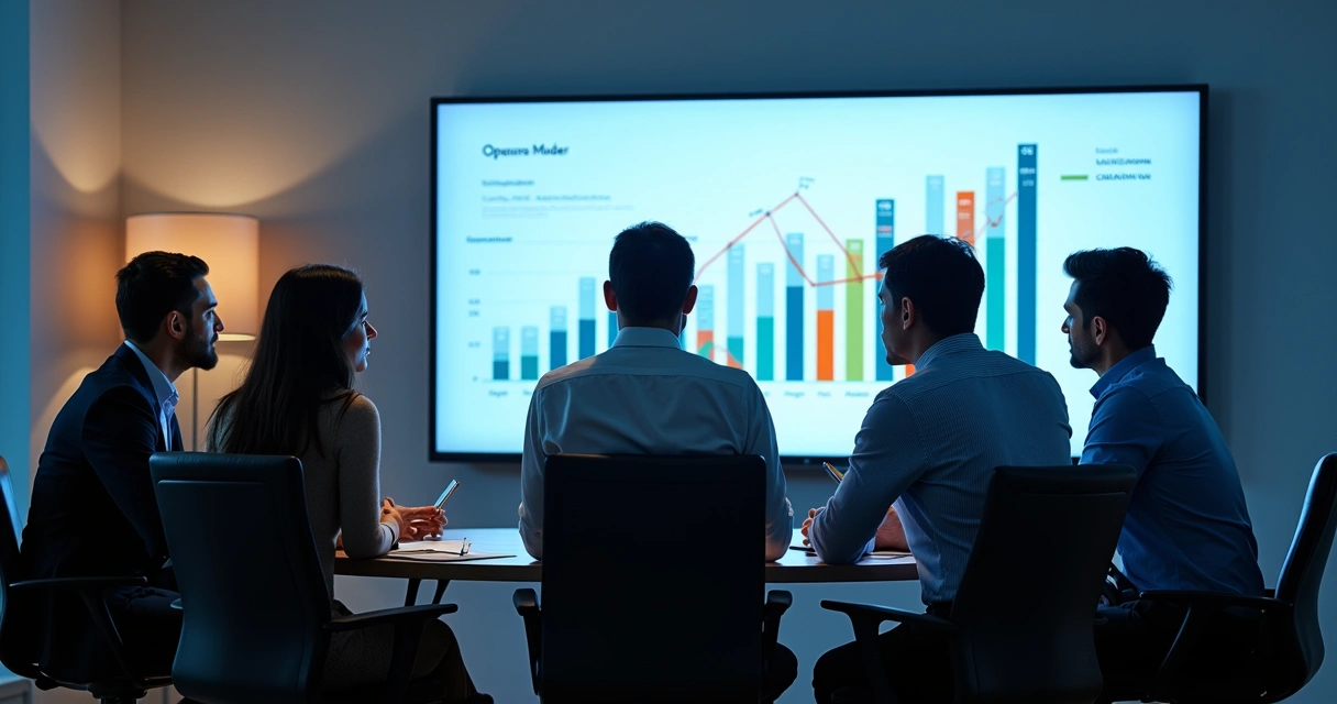 Profissionais analisando lista segmentada de leads em tela de computador em escritório claro 