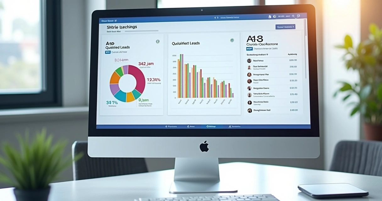 Dashboard mostrando cálculo de TAM e lista de leads qualificados 