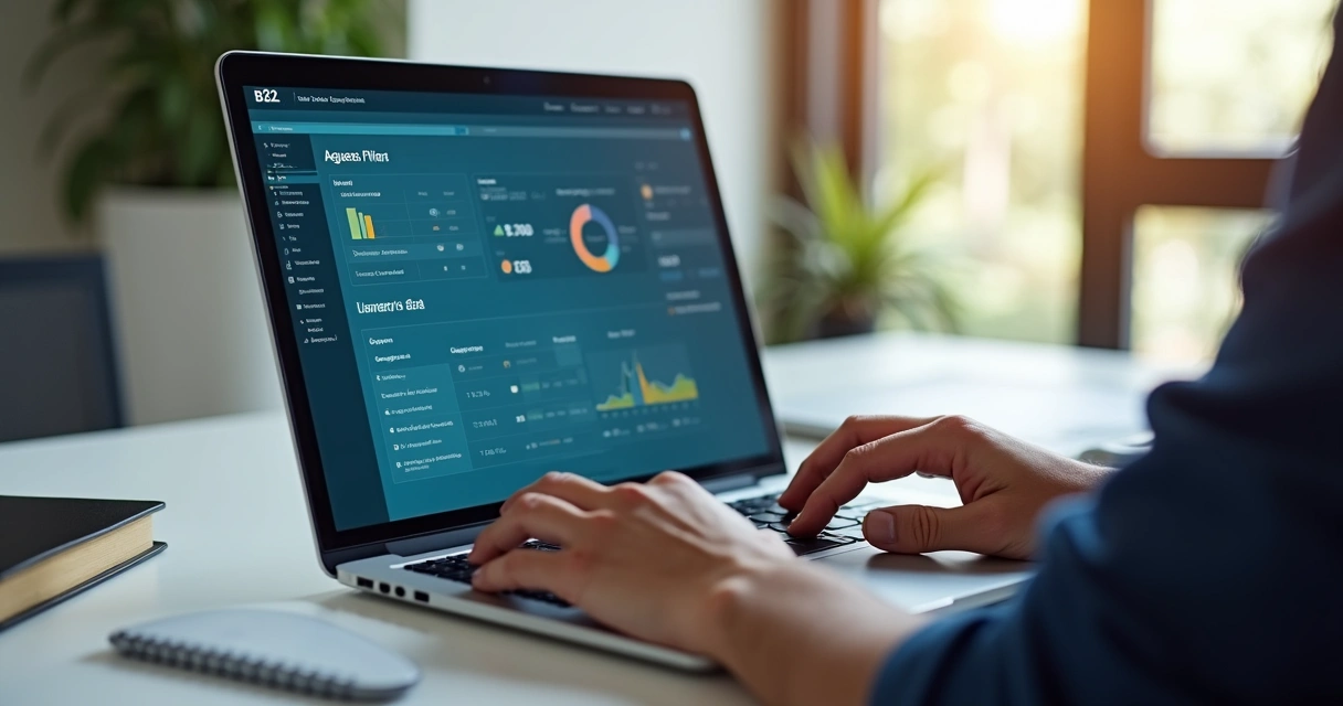 Pessoa analisando dados de prospecção em plataforma online 