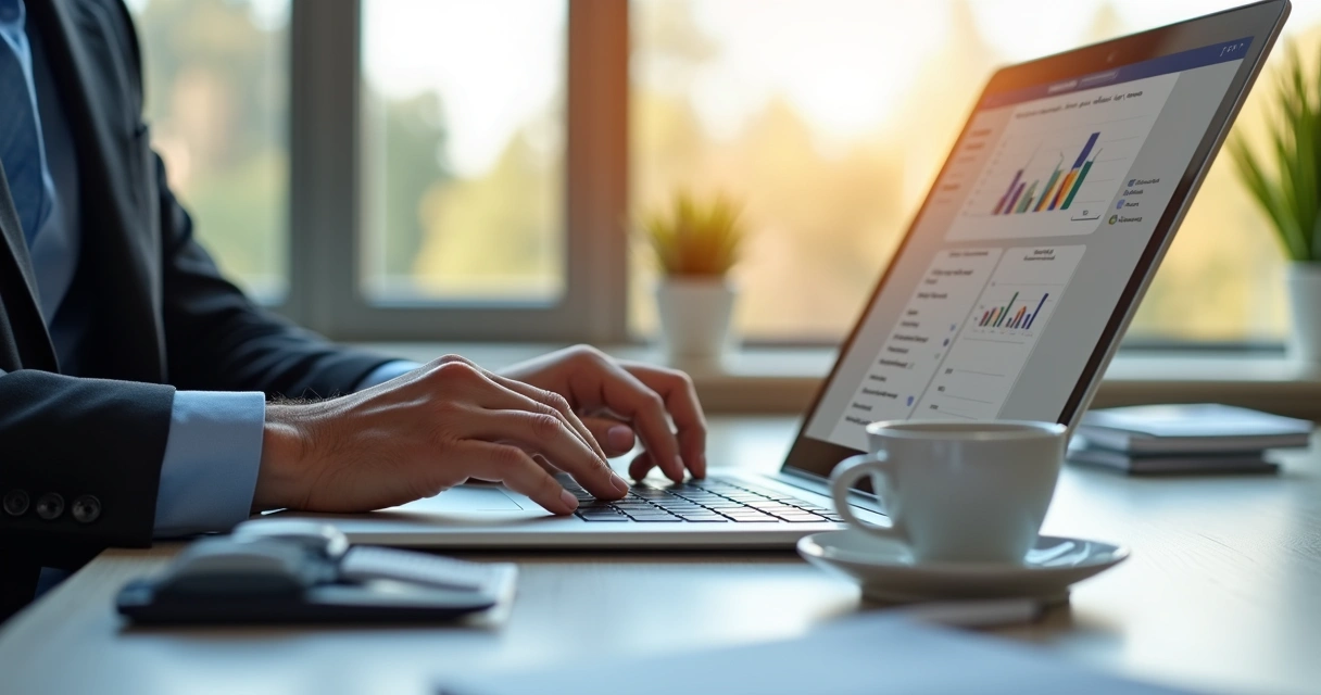 Pessoa em escritório ligando e escrevendo e-mails para prospecção comercial 