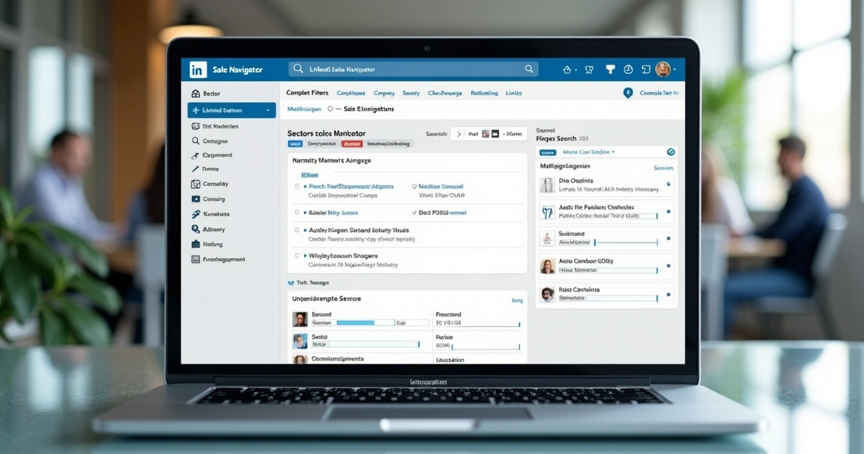 Tela de Sales Navigator com filtros avançados sendo utilizados 