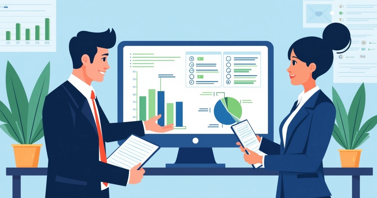 Equipe de contabilidade analisando fluxo de leads em tela de computador 