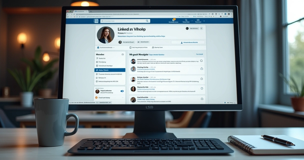 Perfil LinkedIn aberto com mensagem de prospecção B2B 