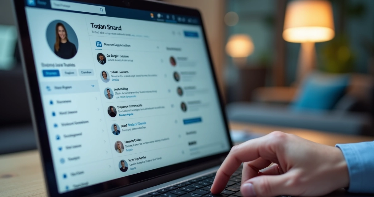 Perfil do LinkedIn aberto em notebook, mostrando conexões estratégicas para prospecção B2B 