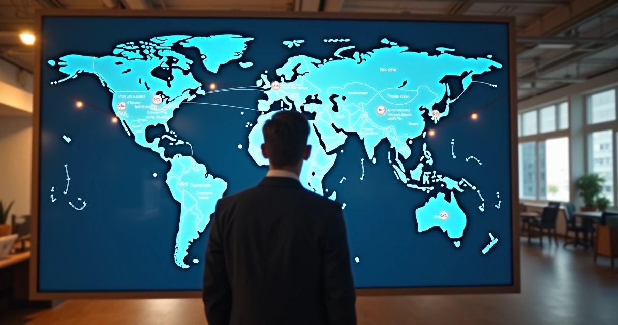 Profissional consultando mapa digital com dados de prospecção de obras 