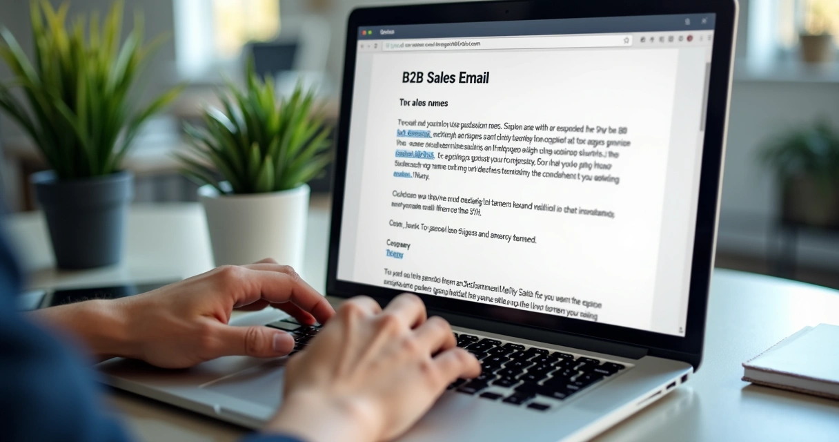 Como medir resultados de abordagem fria B2B na prática no dia a dia 5 Mensagem de e-mail personalizada em tela de notebook.