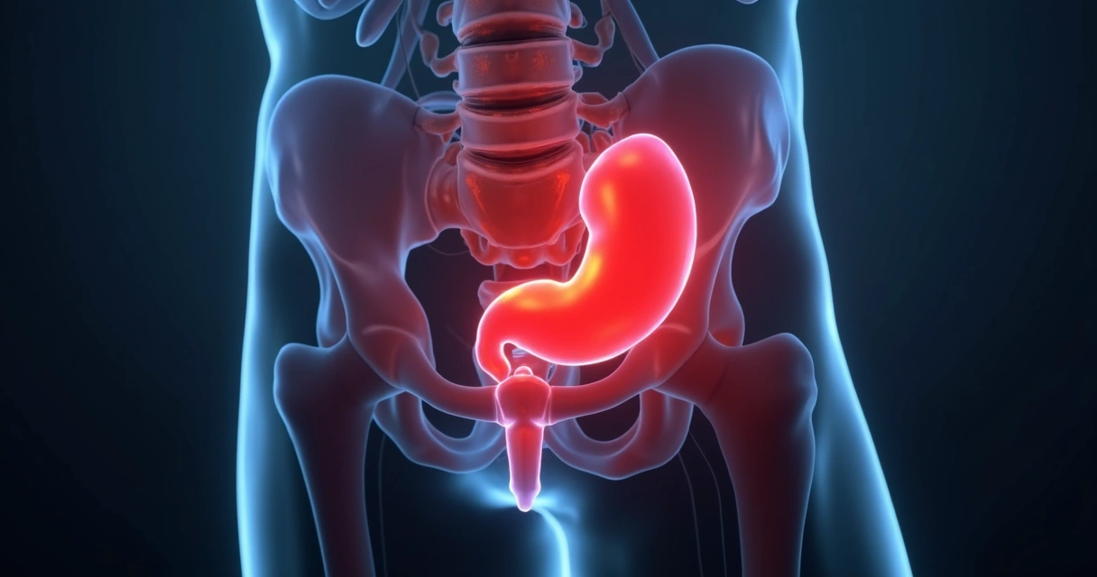 Representação 3D da próstata humana inflamada 