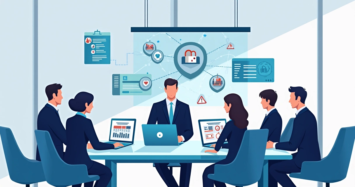 Equipe de campanha eleitoral analisando segurança digital em computadores