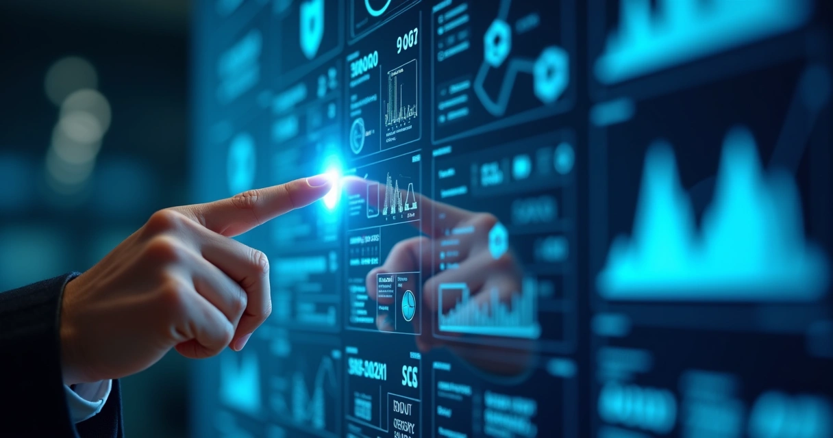 Acesso a dados protegidos por inteligência artificial em painel moderno 