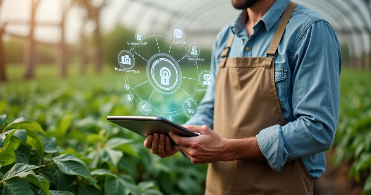 Gestor de viveiro usando sistema digital para proteger dados 