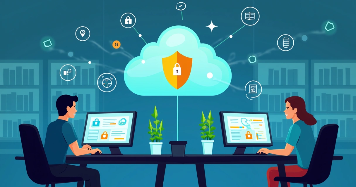 Equipe de TI protegendo dados digitais em nuvem