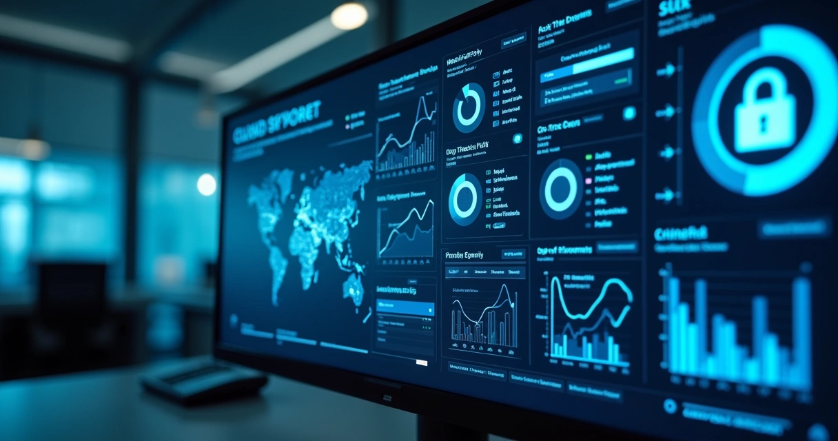 Interface de painel de segurança mostrando análise de ameaças em tempo real 