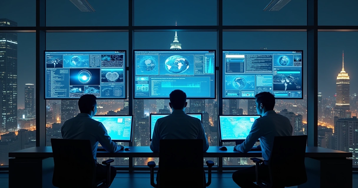 Equipe de TI monitorando firewall corporativo 
