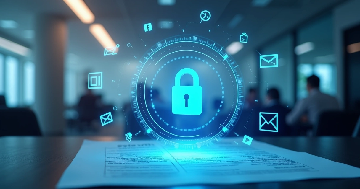 Símbolo de proteção de dados empresariais em fundo claro 