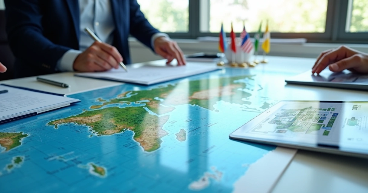Mapa oceânico com áreas protegidas e documento de acordo internacional