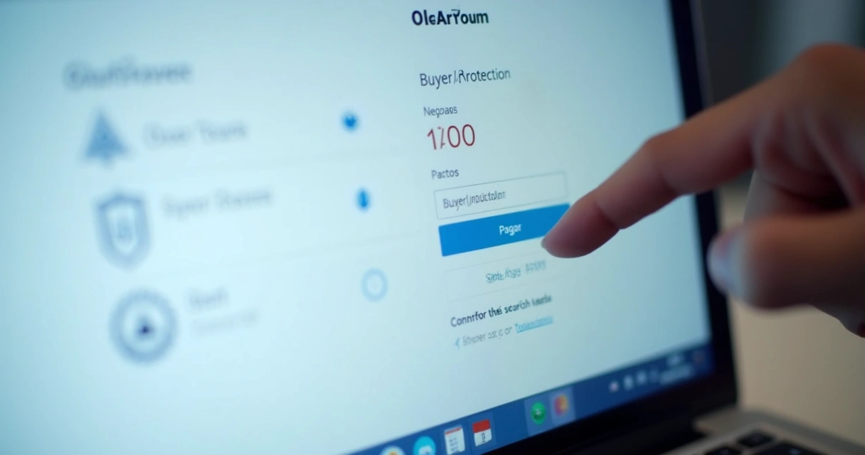 Tela mostrando proteção de pagamento online 