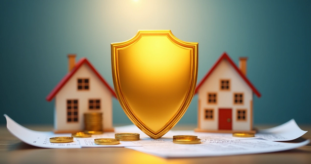 Representação de proteção patrimonial por meio de holding, com imóveis resguardados por barreiras jurídicas