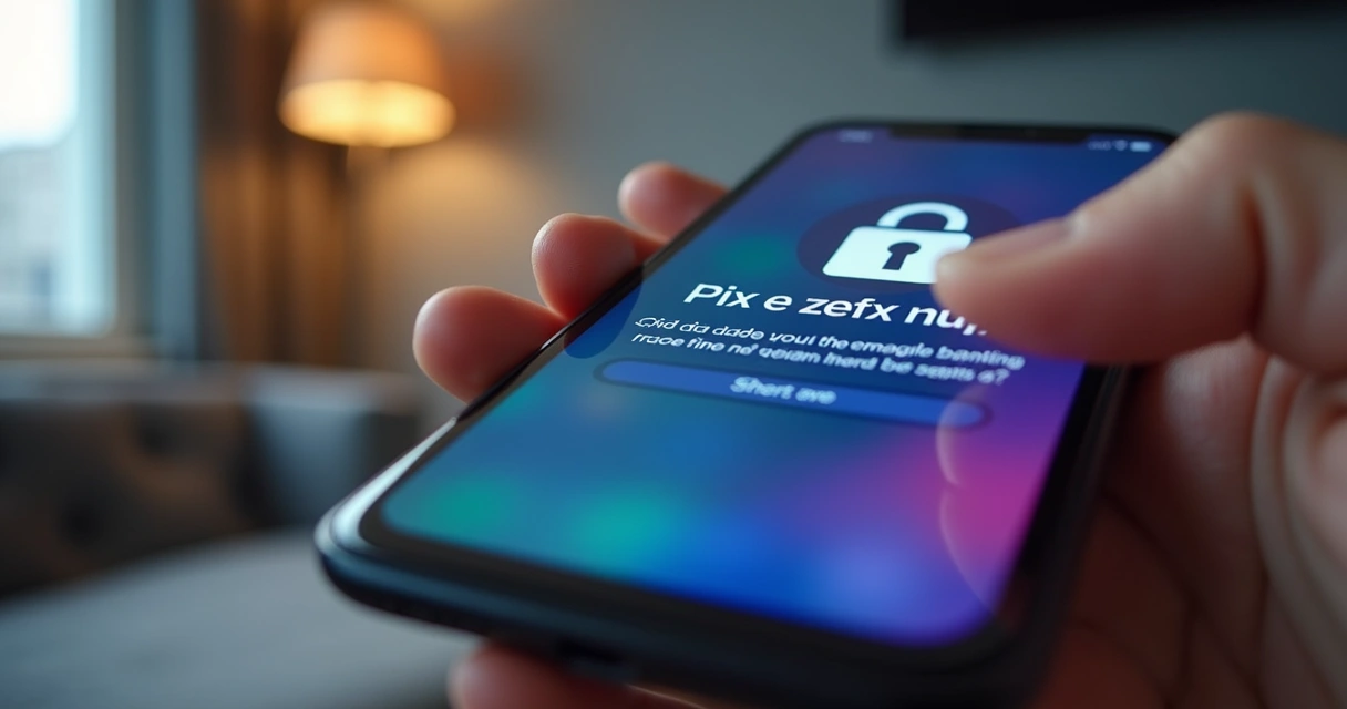 Tela de aplicativo de banco exibindo alerta de segurança sobre Pix 