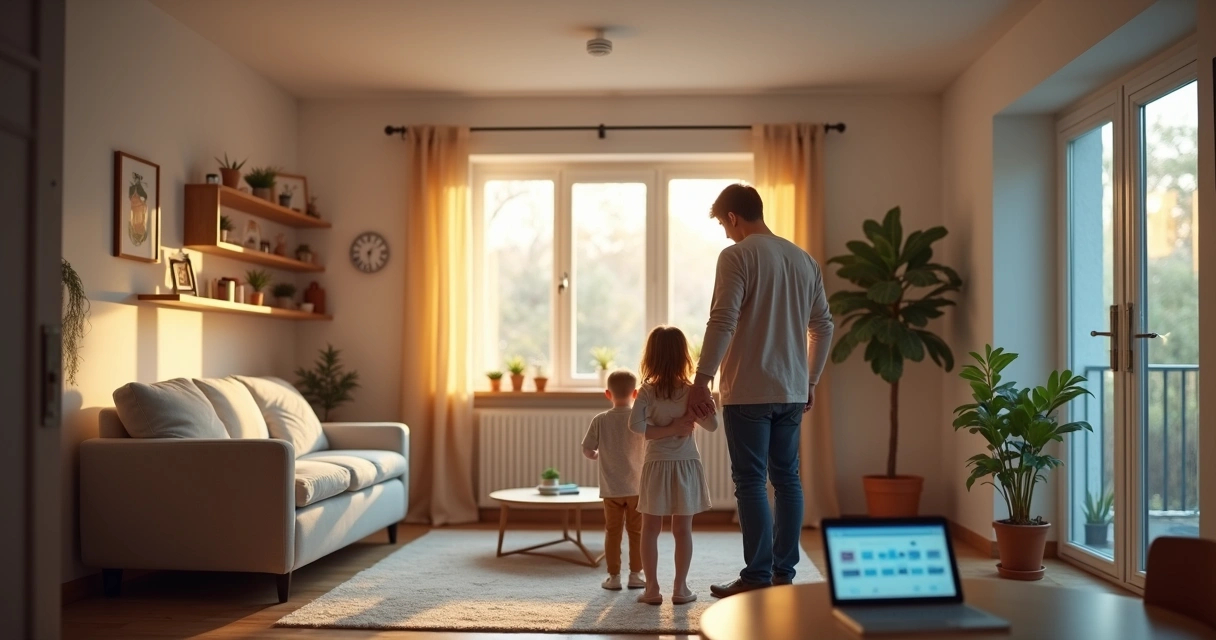 Família em casa com sensação de proteção e segurança 