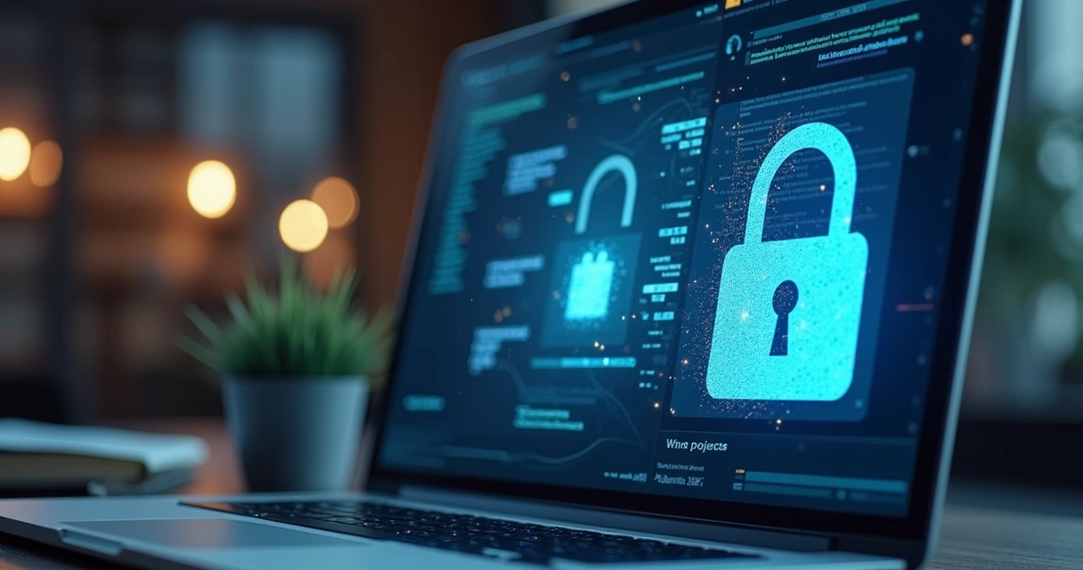 Tela de computador mostrando proteção de dados jurídicos 