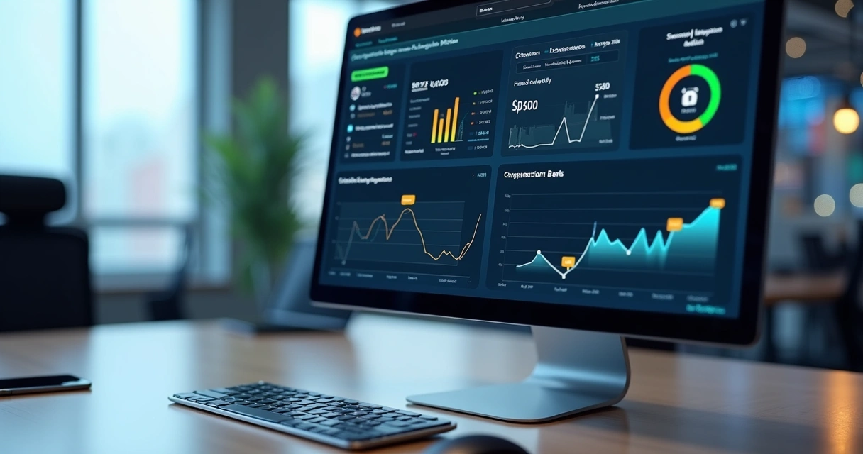 Dashboard digital mostrando alertas de segurança e métricas de transações em ecommerce seguro 