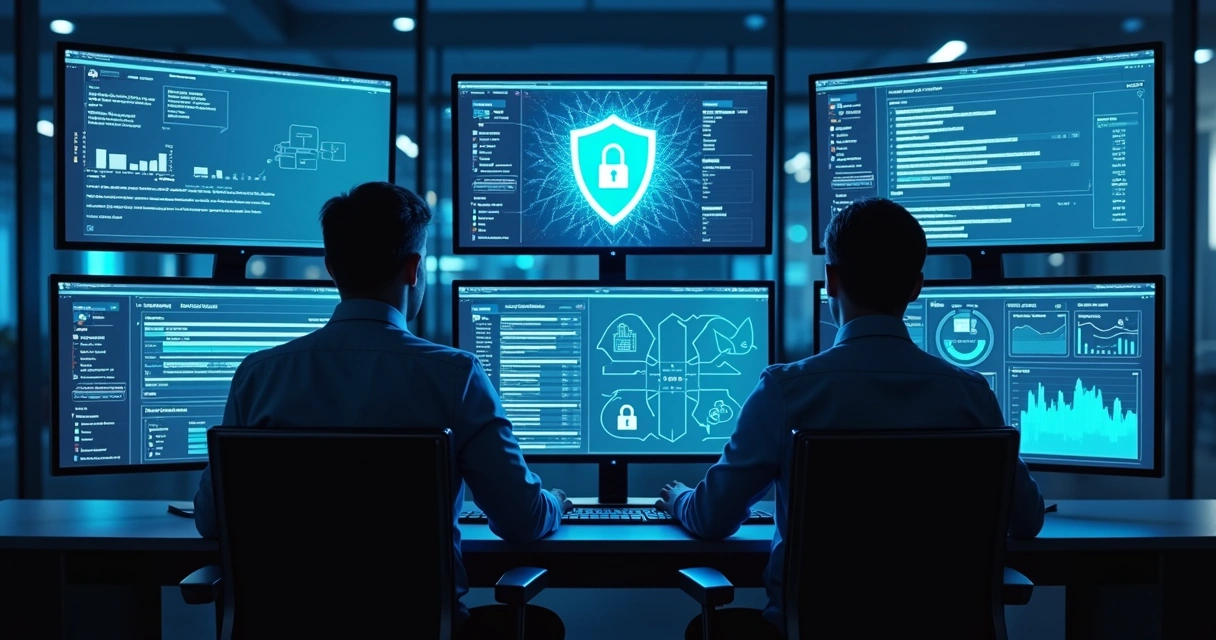 Equipe de TI monitorando segurança dos dados de e-mail corporativo 
