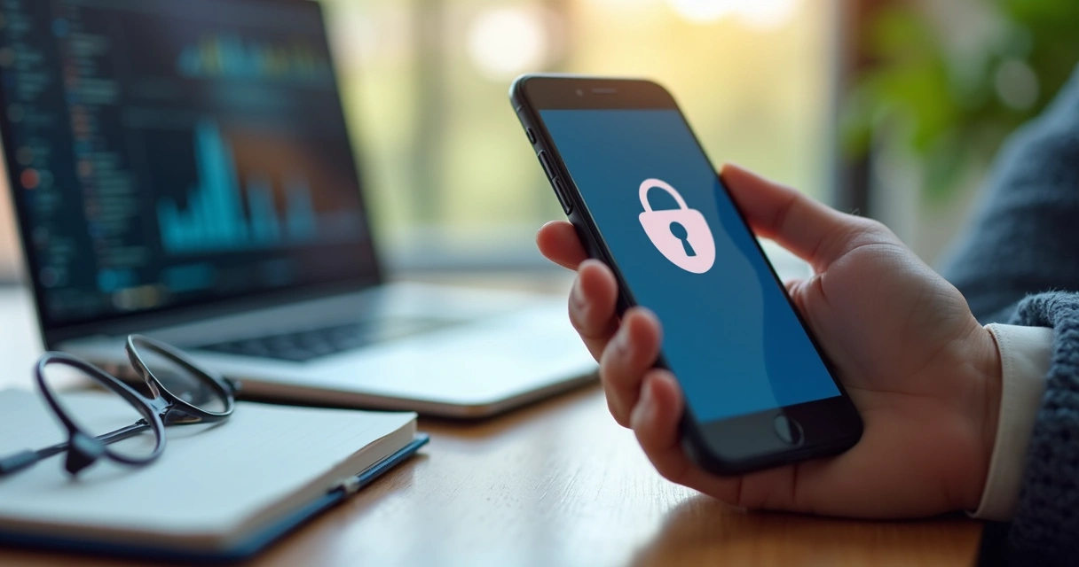 Manos revisando ajustes de privacidad en un teléfono