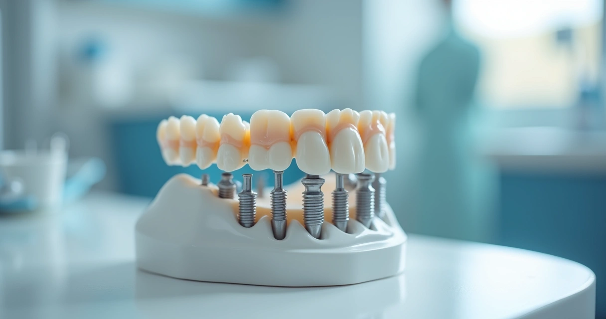 Prótese fixa sobre implantes em modelo odontológico 