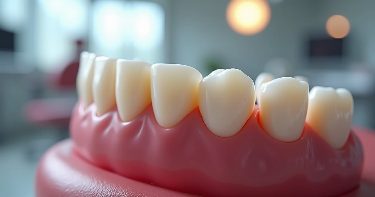 Prótese flexível encaixada em gengiva humana 