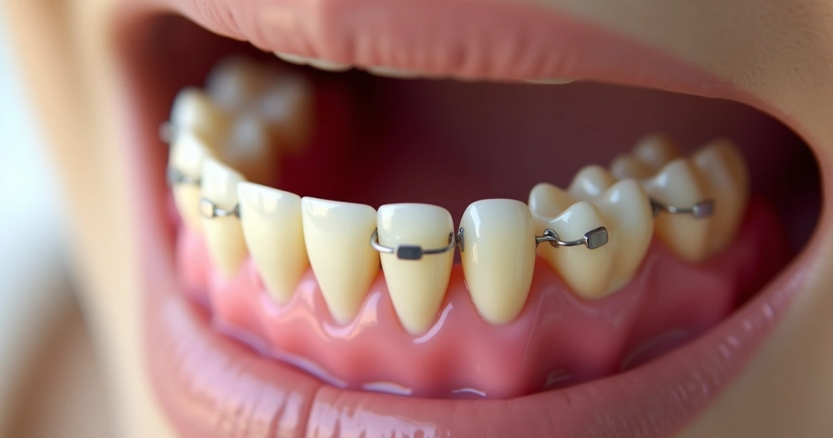 Prótese parcial removível encaixada em dentes naturais