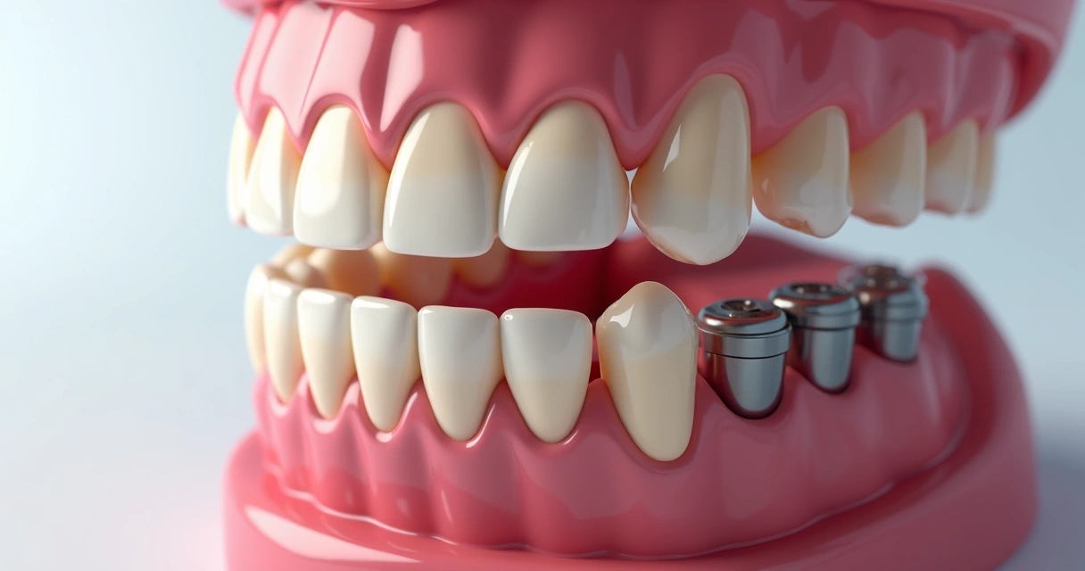 Prótese protocolo híbrido instalada sobre implantes na arcada superior 