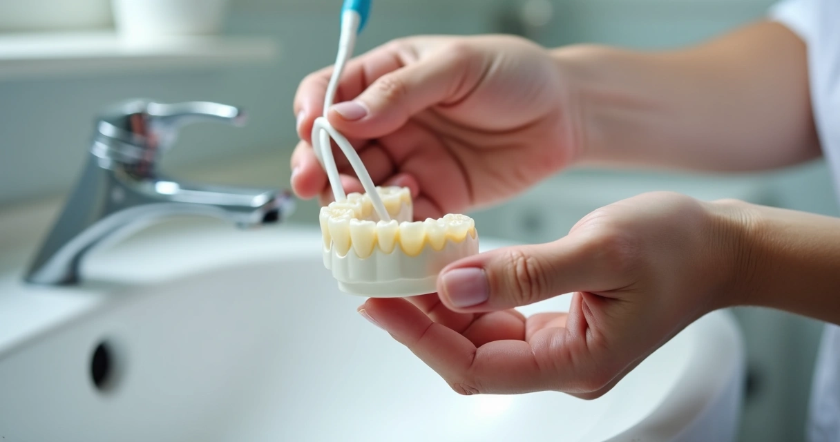 Higienização de prótese dentária por cuidador experiente 
