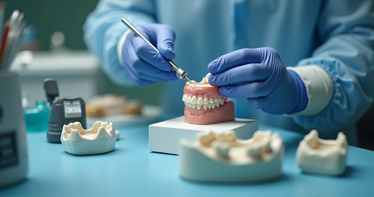 Prótese flexível dental em processo de confecção por protético 