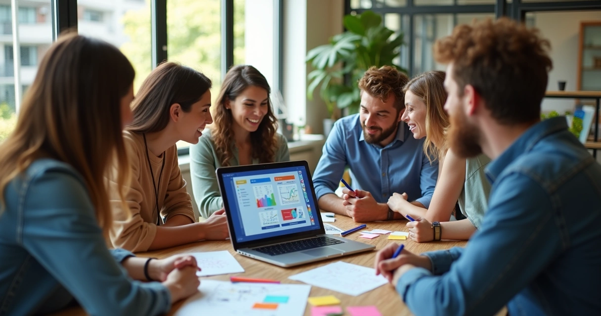 Protótipo no-code sendo testado por usuários na tela de um laptop 