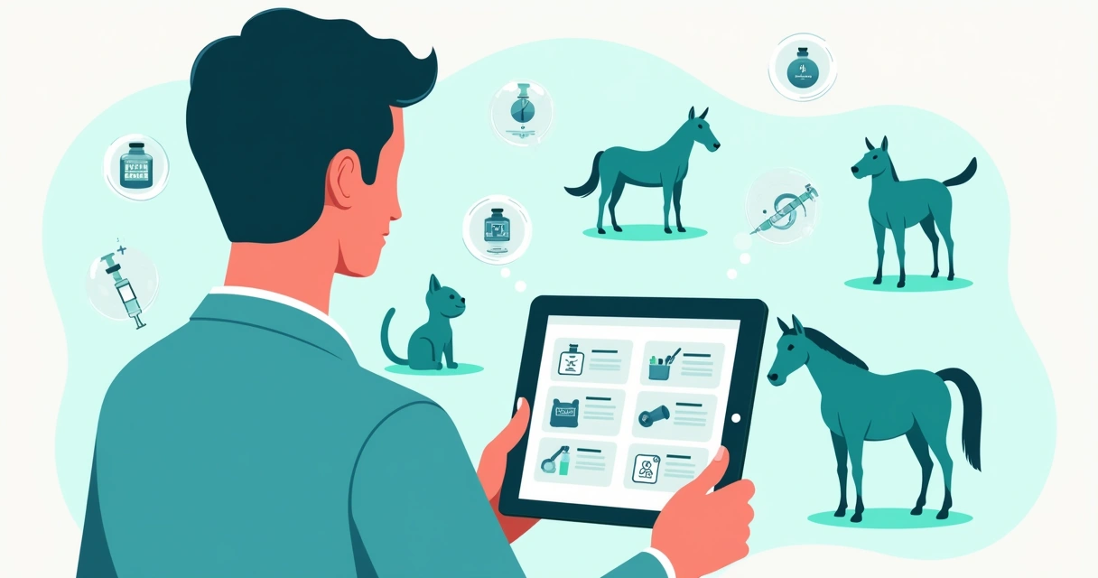 Protocolos de anestesia veterinária em tablet digital 