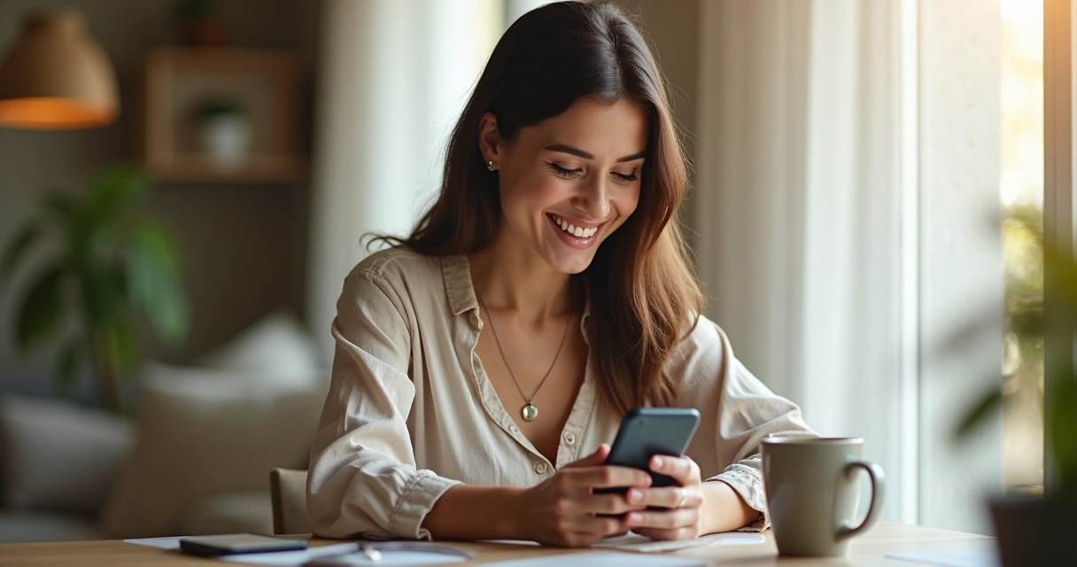 Paciente satisfeita recebe mensagem de dentista no celular
