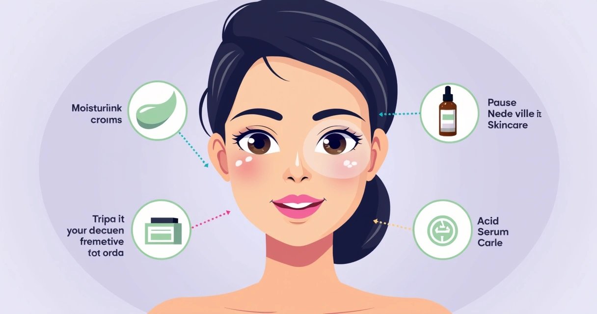 Ilustração protocolo de cuidado da pele após laser com etapas sequenciais 