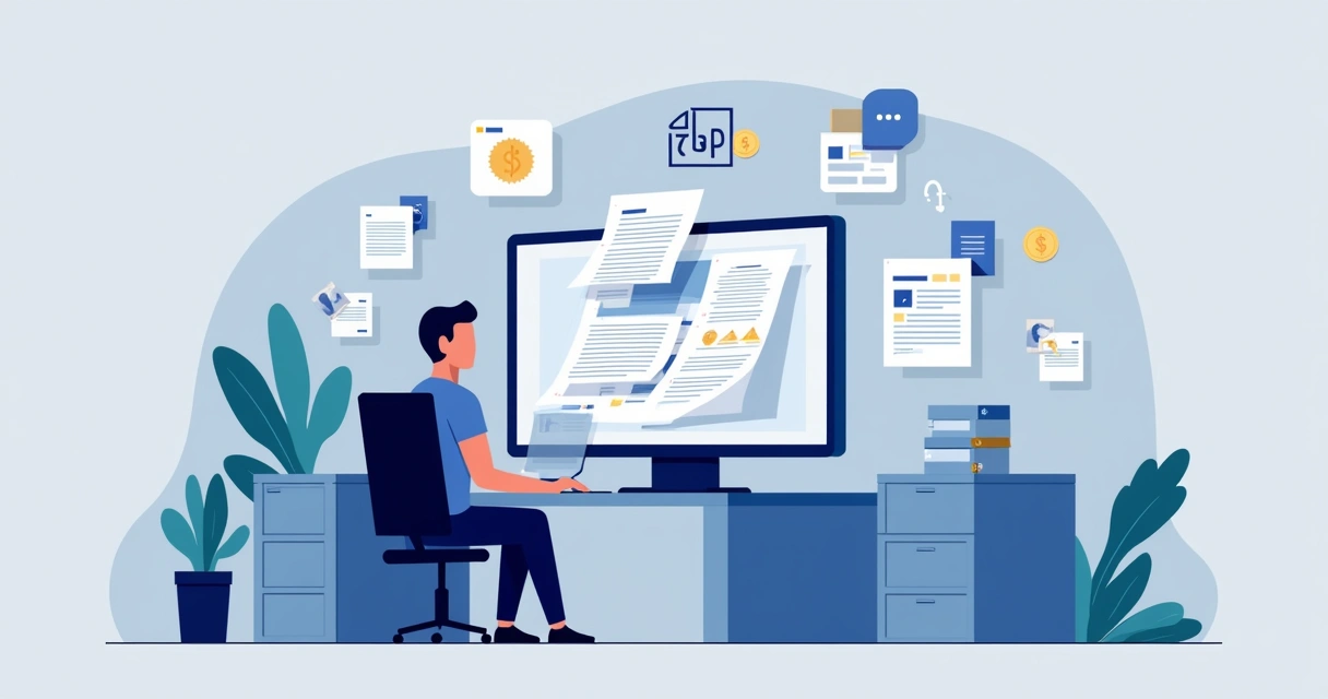 Pessoa protocolando documentação de regularização pelo computador 