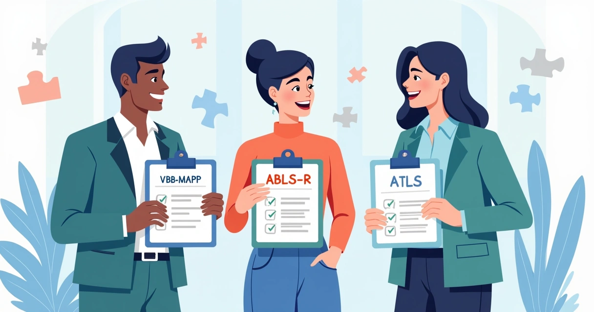 Diferentes protocolos de avaliação ABA em painel digital 