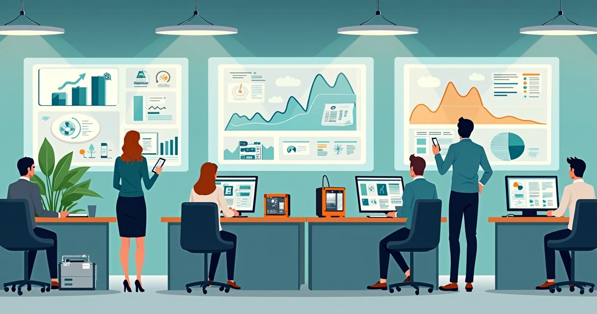 Equipe usando laboratório de prototipagem de inovação 