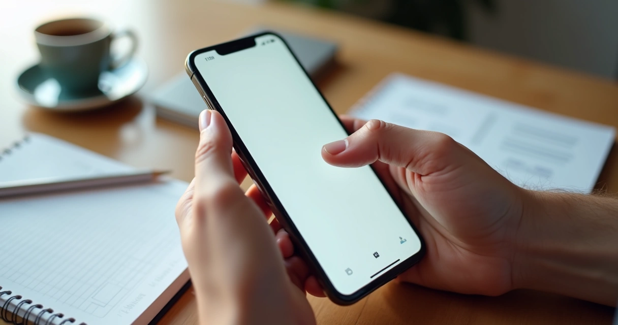 Protótipo simples de aplicativo de celular exibido em tela. 