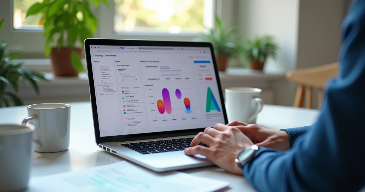 Tela de protótipo de aplicativo sendo apresentada em um notebook. 