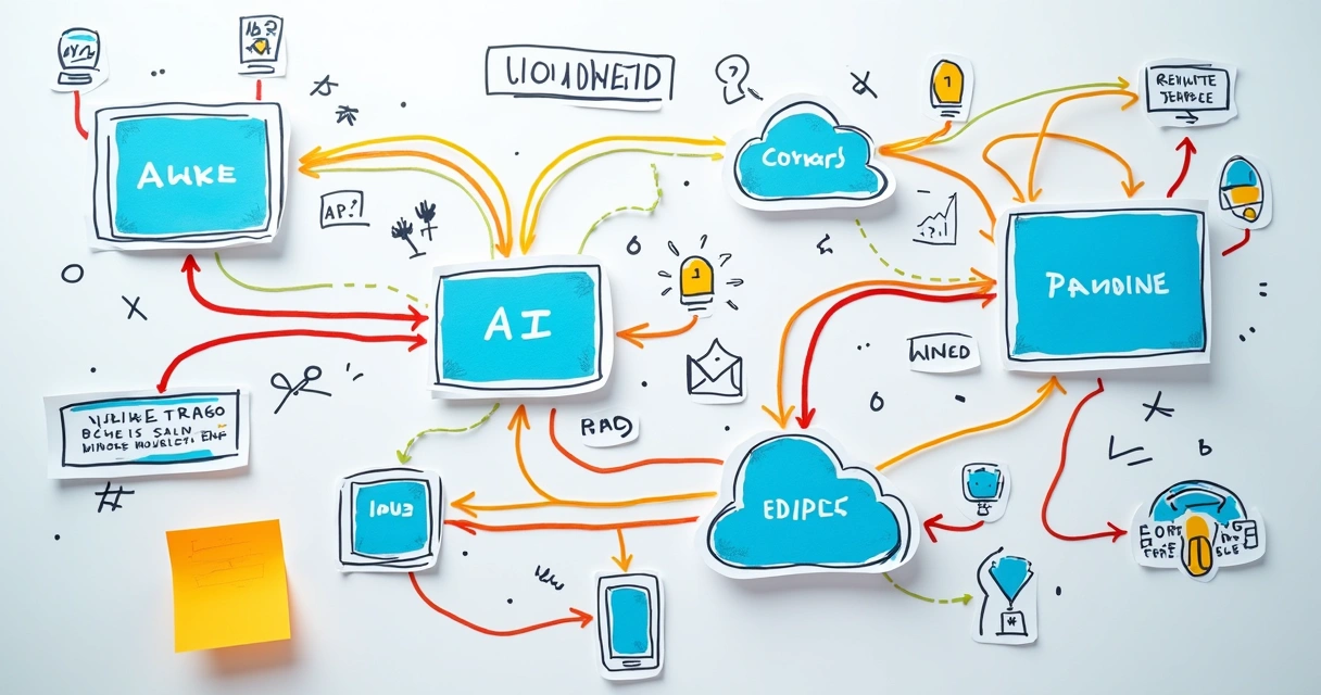 Fluxograma colorido com processos automatizados e humanos interagindo 