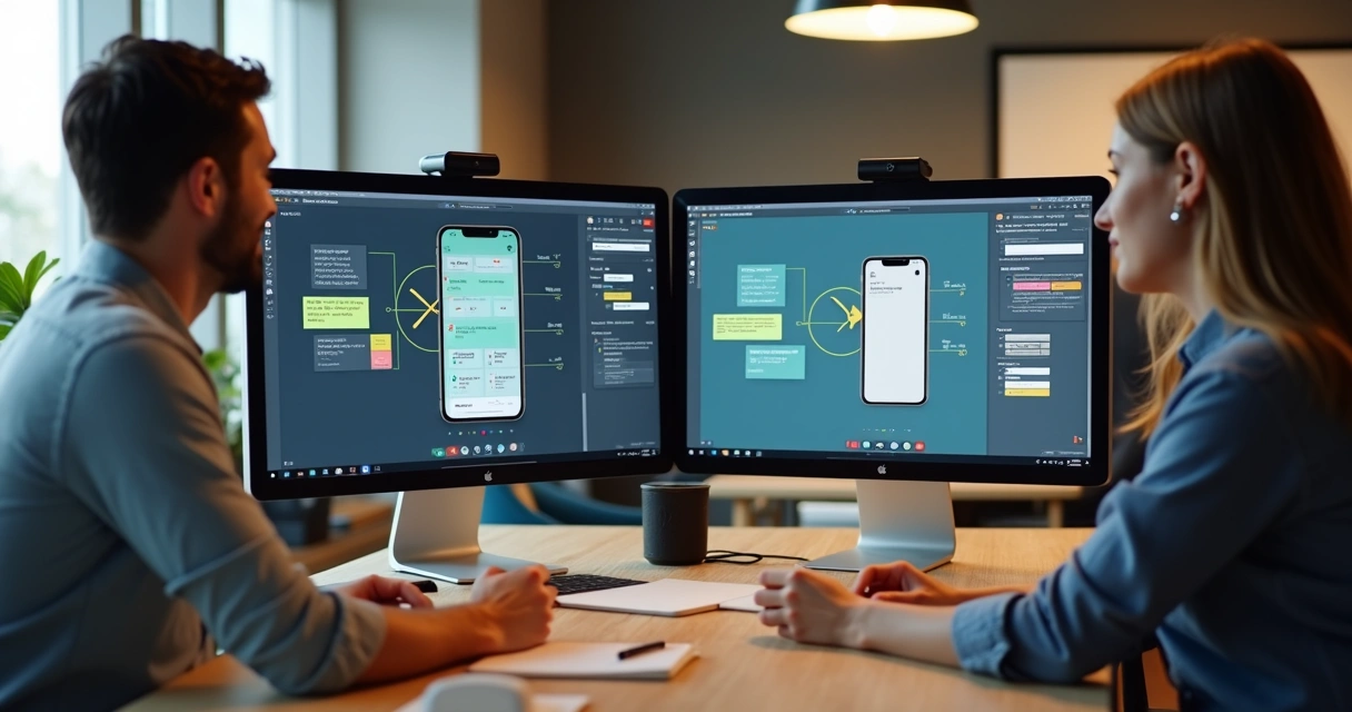 Protótipo navegável de app sendo usado por equipe remota 