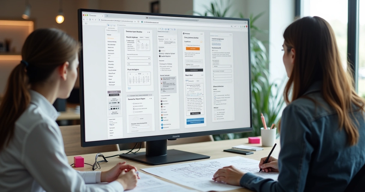 Protótipo de wireframe de interface digital em fundo claro 