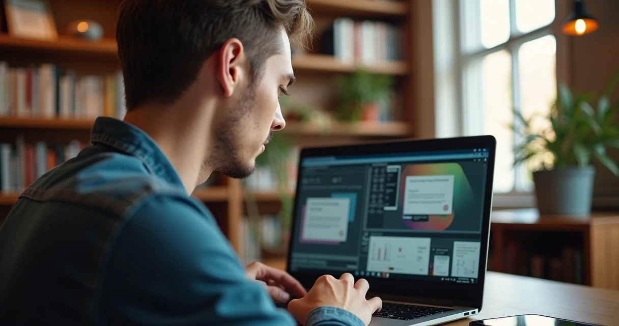 Pessoa em ambiente confortável realizando exame prático online no computador 