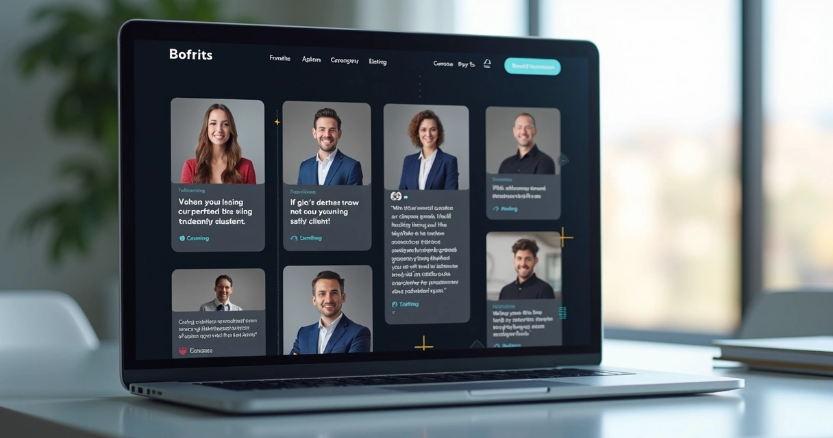 Painel de depoimentos de clientes satisfeitos em site corporativo 